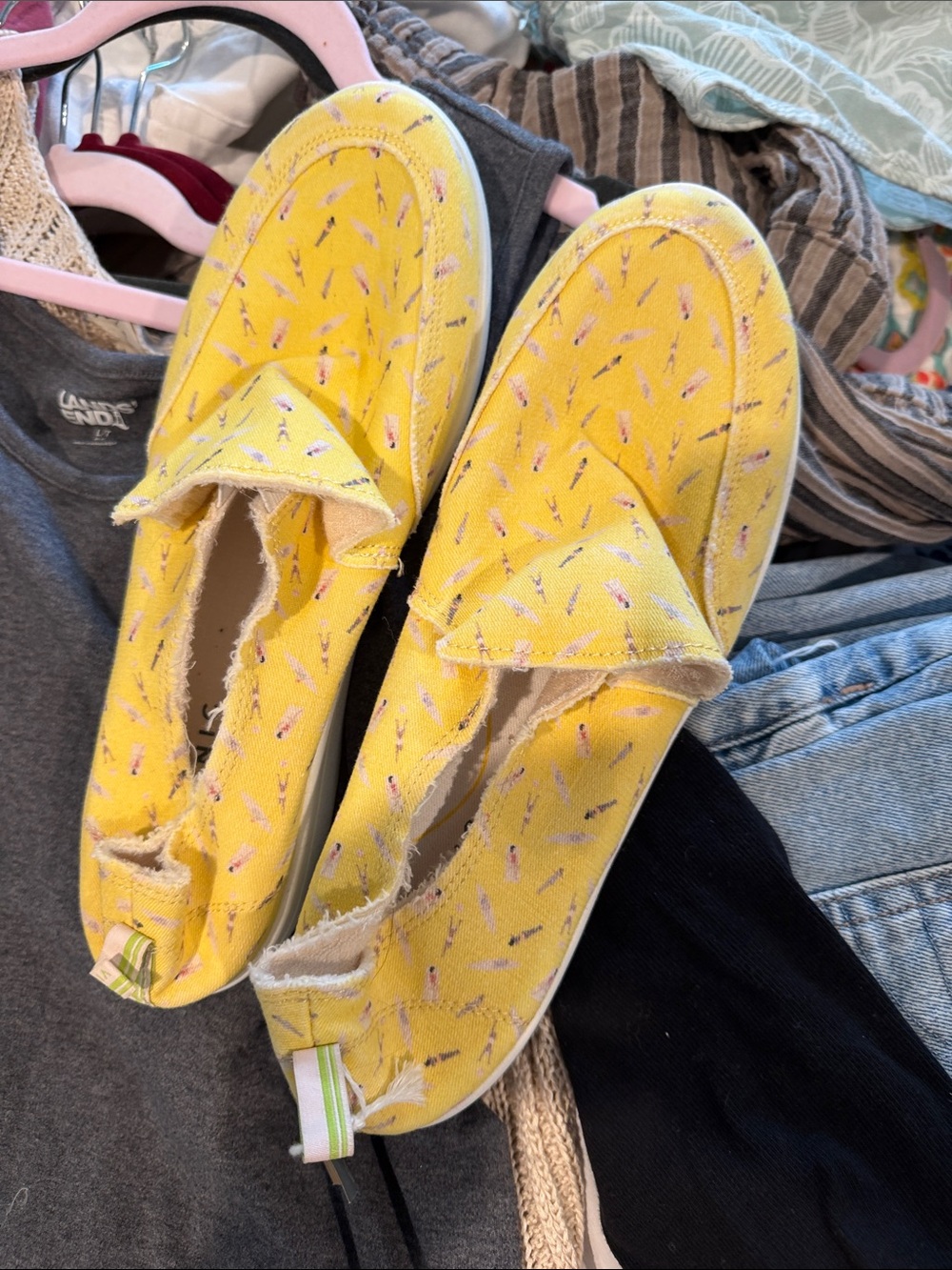 Vionic Yellow Canvas Slip-On Loafers for ladies